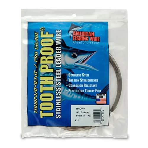 AFW Tooth Proof Fishing Wire Single Strand Leader, #11, 140Lb, 137FT - Camo | Rust-Resistant Stainless Steel for Toothy Fish thumbnail 1