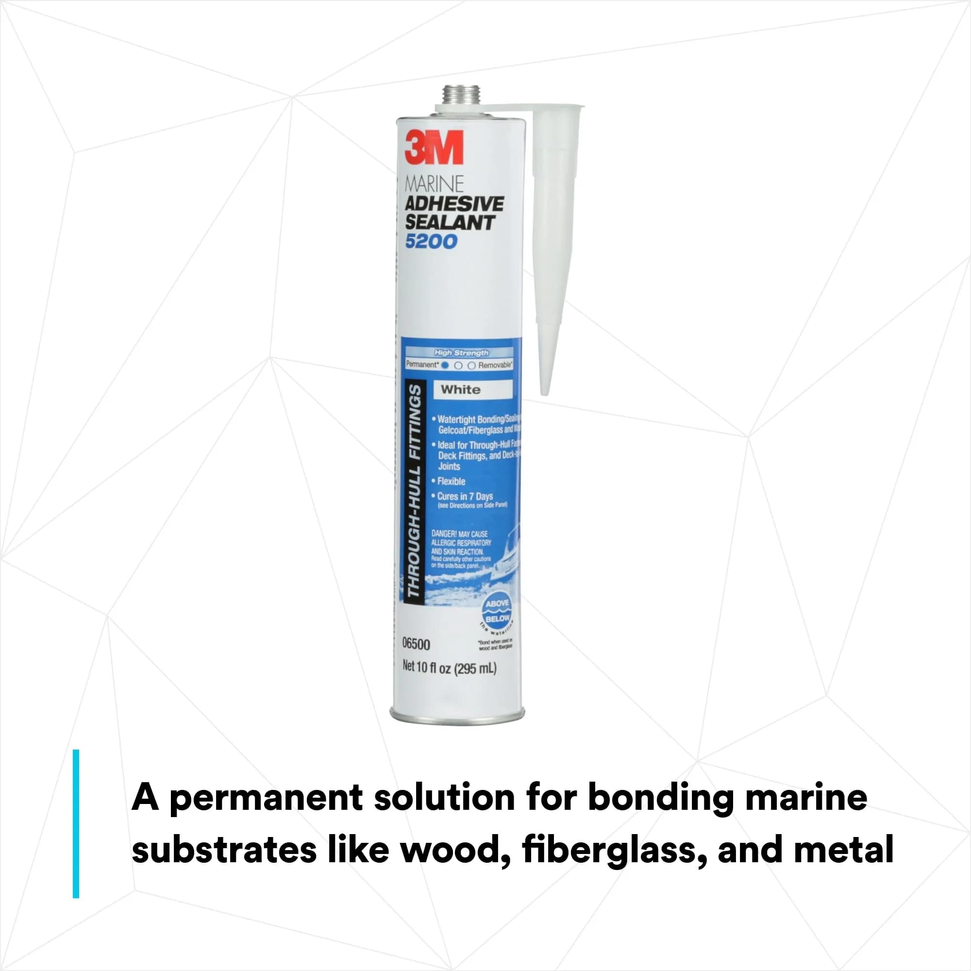 3M Marine Adhesive Sealant 5200 White 10 fl oz (295 ml) | Permanent Bonding for Boats and RVs - view 3