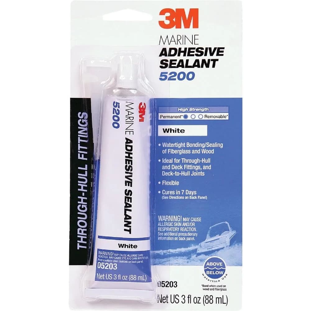 3M Marine Adhesive Sealant 5200 White 1 oz (29.57 ml) Tube | Permanent Bonding & Sealing for Boats and RVs — 3 fl oz
