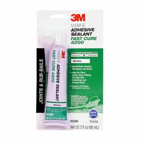 3M Marine Adhesive Sealant 4200FC Fast Cure White 3 oz (88.7 ml) Tube | Bonds Dissimilar Materials Above & Below Waterline thumbnail 1