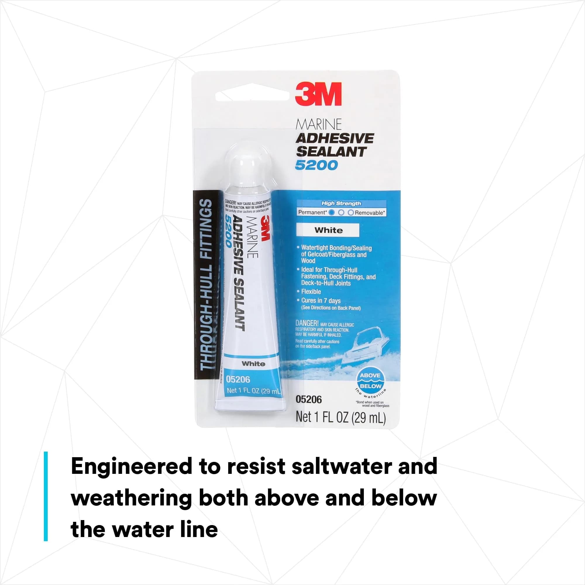 3M Marine Adhesive Sealant 5200 White 1 oz (29.57 ml) Tube | Permanent Bonding & Sealing for Boats and RVs - view 5