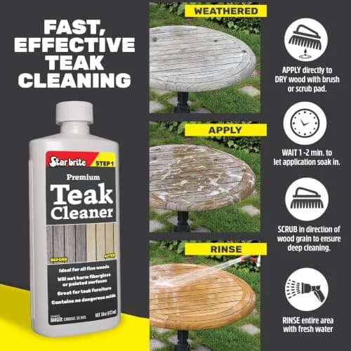STAR BRITE Premium Outdoor Teak Cleaner 16 Fl Oz | Restores Weathered Gray Teak Without Sanding thumbnail 4