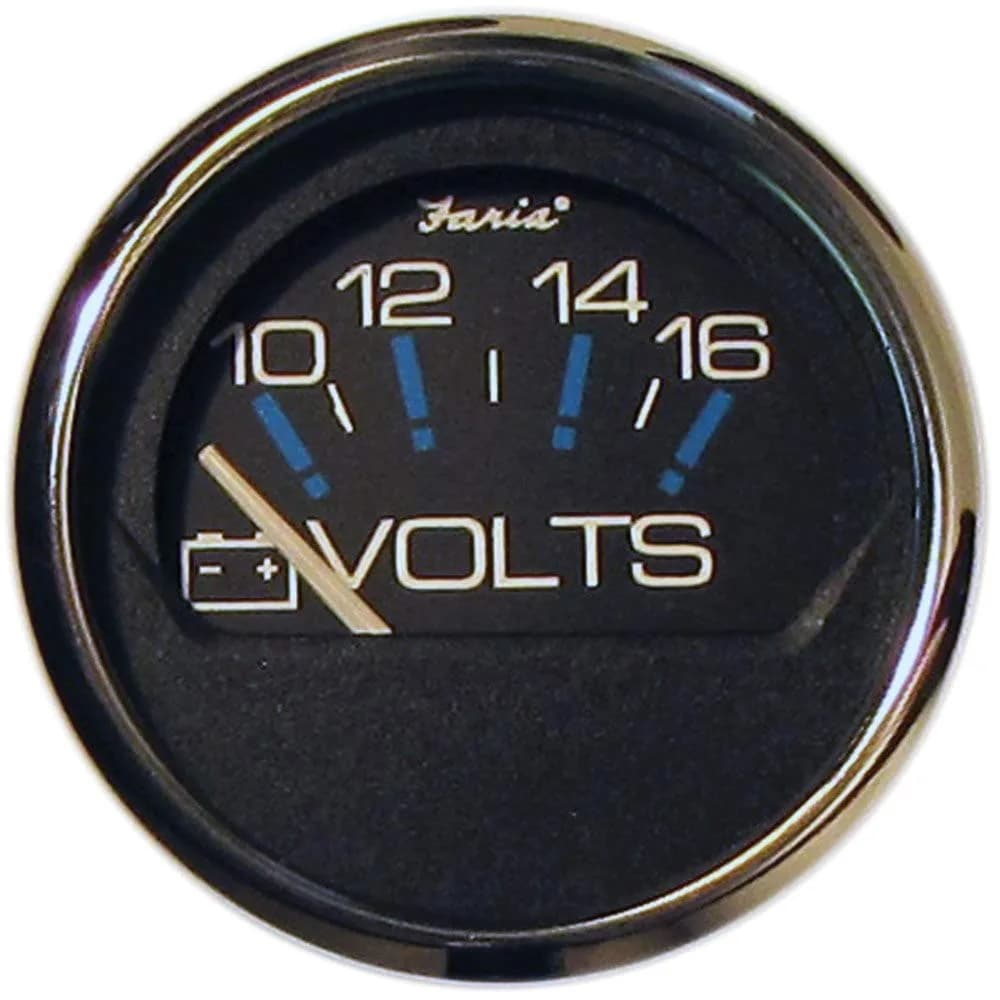 Faria Chesapeake Black SS 234 Voltmeter 10-16 VDC | Rugged Marine & Automotive Instrument