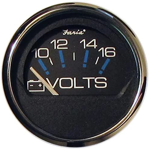 Faria Chesapeake Black SS 234 Voltmeter 10-16 VDC | Rugged Marine & Automotive Instrument thumbnail 1