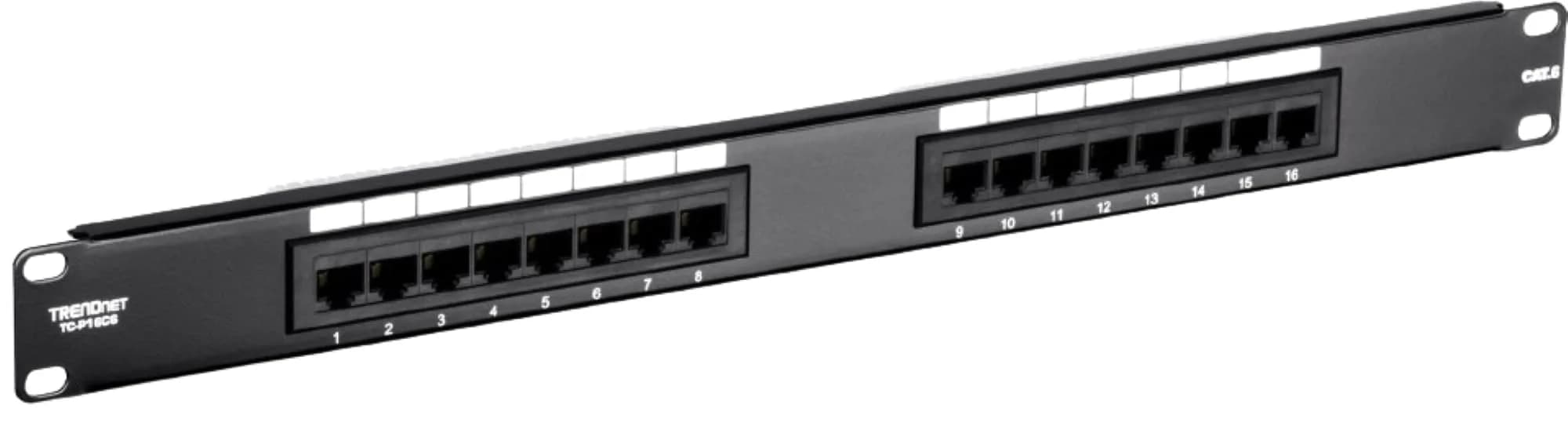 TRENDnet 16-Port Cat6 Unshielded Patch Panel, TC-P16C6 | 250Mhz Copper Gigabit Ethernet Ready — Black