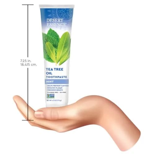 Desert Essence Tea Tree Oil Mint Toothpaste | Fluoride Free, 6.25 oz for Healthy Teeth & Gums thumbnail 5