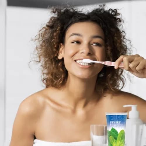 Desert Essence Tea Tree Oil Mint Toothpaste | Fluoride Free, 6.25 oz for Healthy Teeth & Gums thumbnail 3