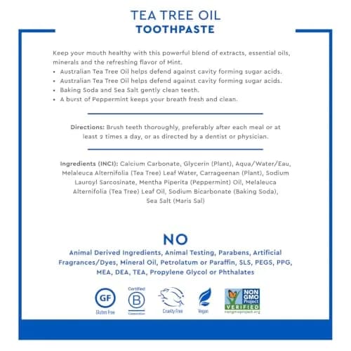 Desert Essence Tea Tree Oil Mint Toothpaste | Fluoride Free, 6.25 oz for Healthy Teeth & Gums thumbnail 4