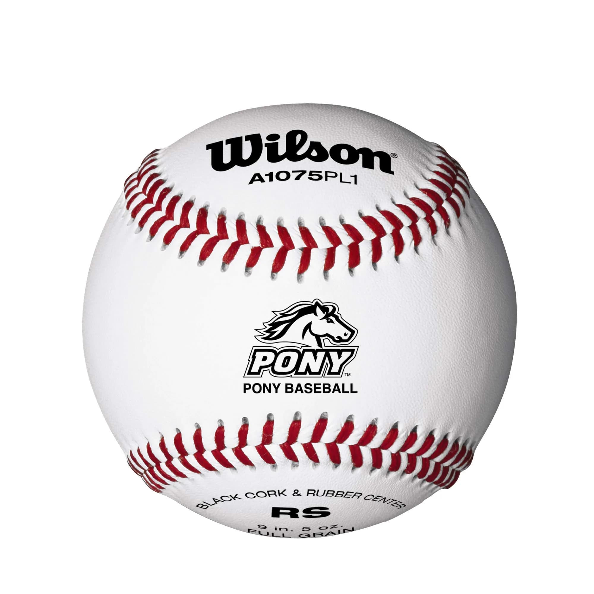 Wilson Pony Baseball Dozen | Youth Grade C/D Leather & Raised Seams for Control
