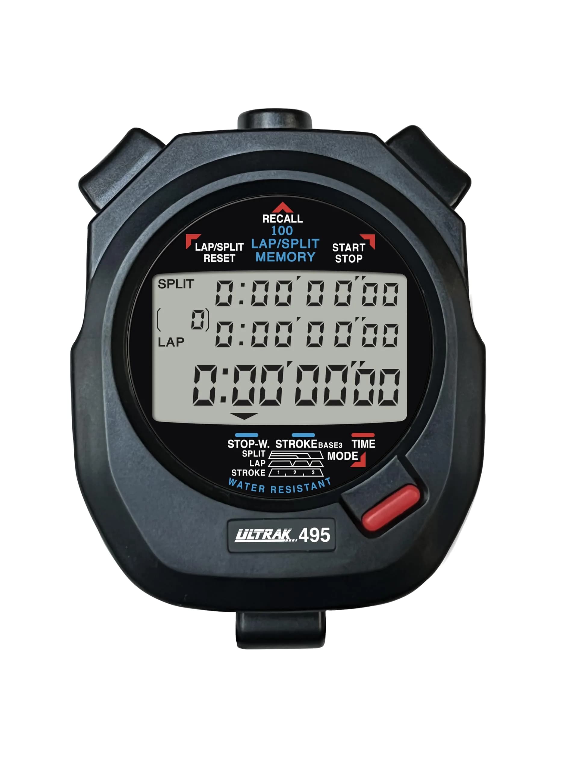 Ultrak 100 Lap Memory Stopwatch 10 Hours 1/100 Sec Resolution | Black - main product image