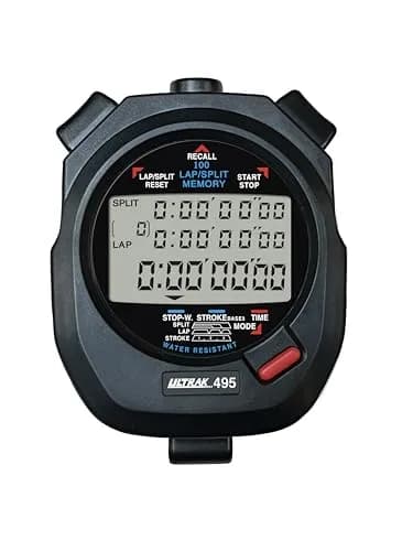 Ultrak 100 Lap Memory Stopwatch 10 Hours 1/100 Sec Resolution | Black thumbnail 1