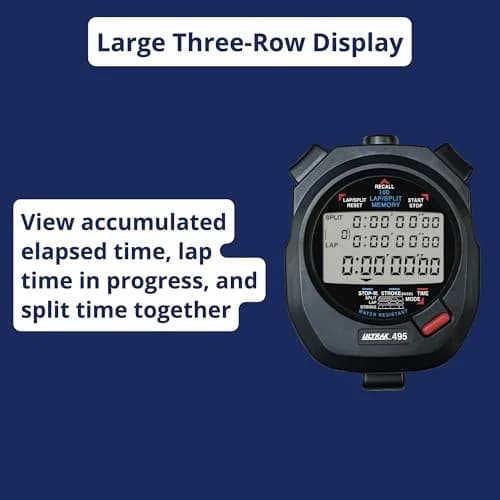 Ultrak 100 Lap Memory Stopwatch 10 Hours 1/100 Sec Resolution | Black thumbnail 8