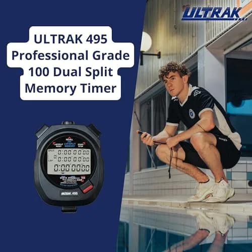 Ultrak 100 Lap Memory Stopwatch 10 Hours 1/100 Sec Resolution | Black thumbnail 2