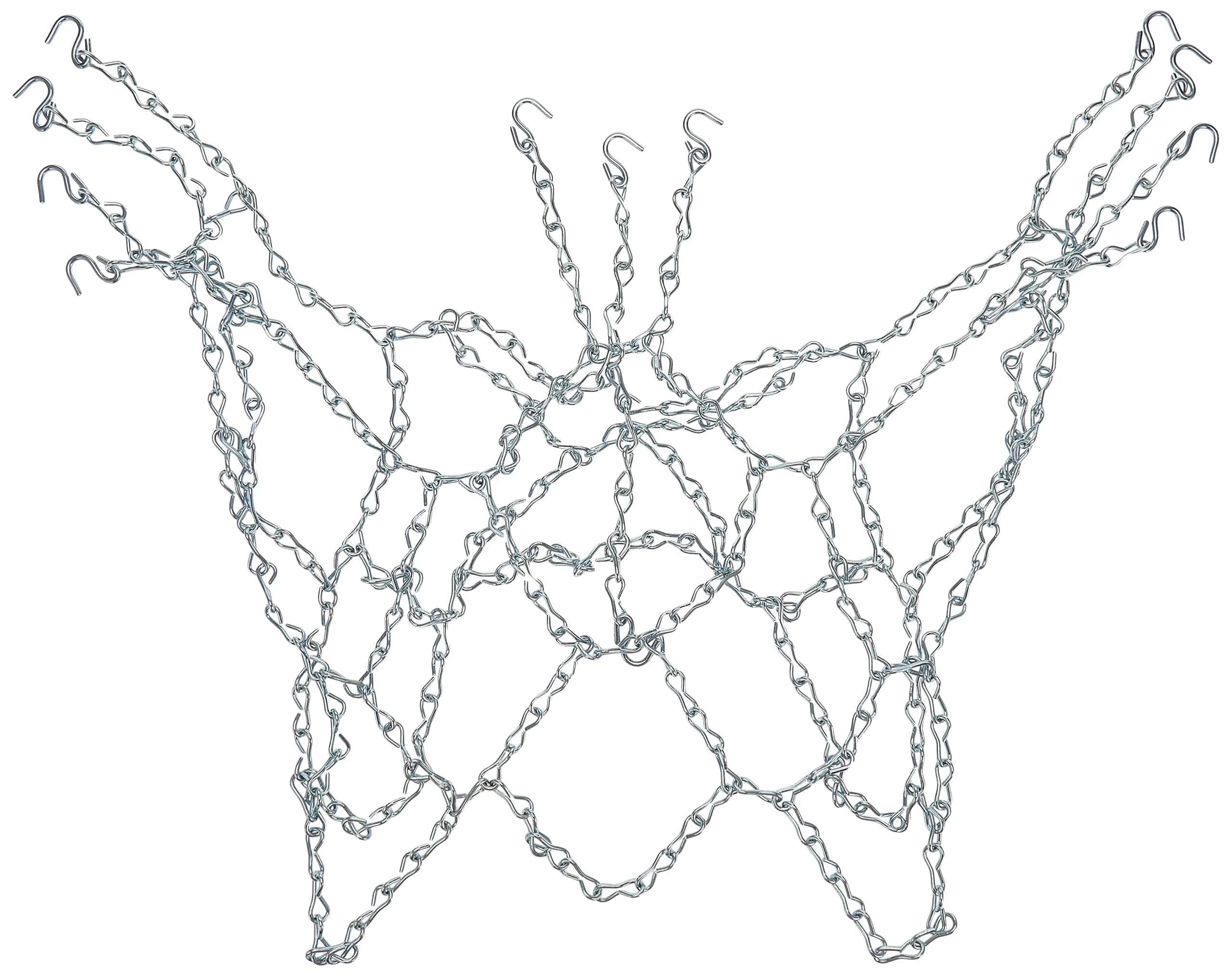 Champion Sports Steel Chain Basketball Net – 21 Inch Heavy-Duty Rustproof Galvanized Steel, All-Weather Indoor/Outdoor Replacement Net — Silver