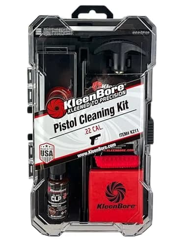 KleenBore .22 Cal Pistol Cleaning Kit – Handgun Kit with Steel Rod, Bore Brush, Jag, CLP & Patches thumbnail 1