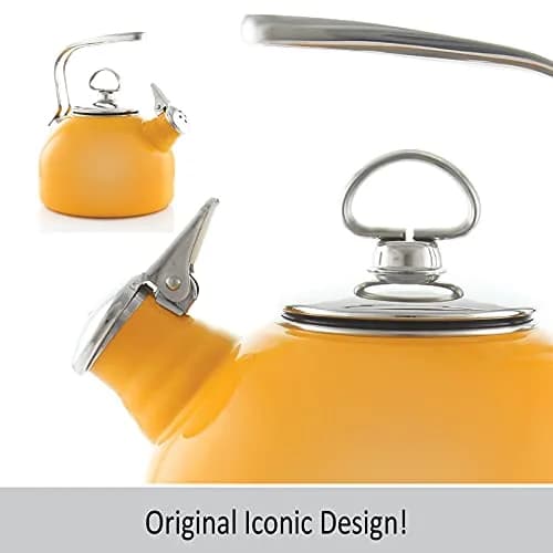 Chantal Classic Teakettle 1.8 QT Enamel Steel Harmonica Whistle Rapid Boil thumbnail 6