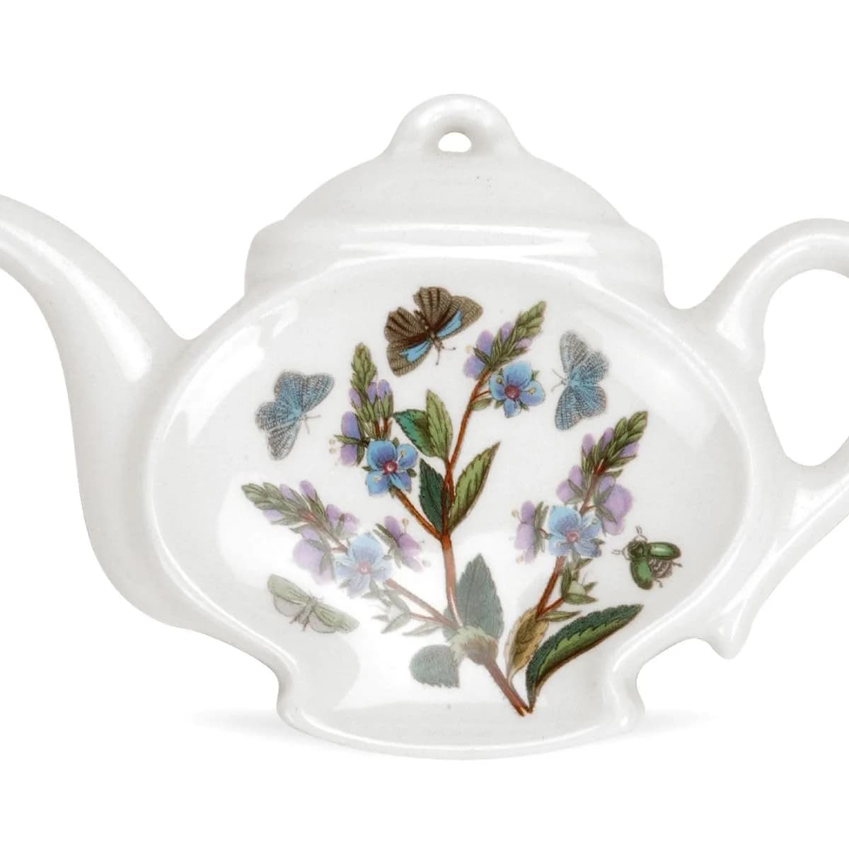 Portmeirion Botanic Garden 5.5" Spoon Rest - Teapot-Shaped Earthenware with Floral Motifs - Dishwasher Safe, Non-Toxic, Made in England