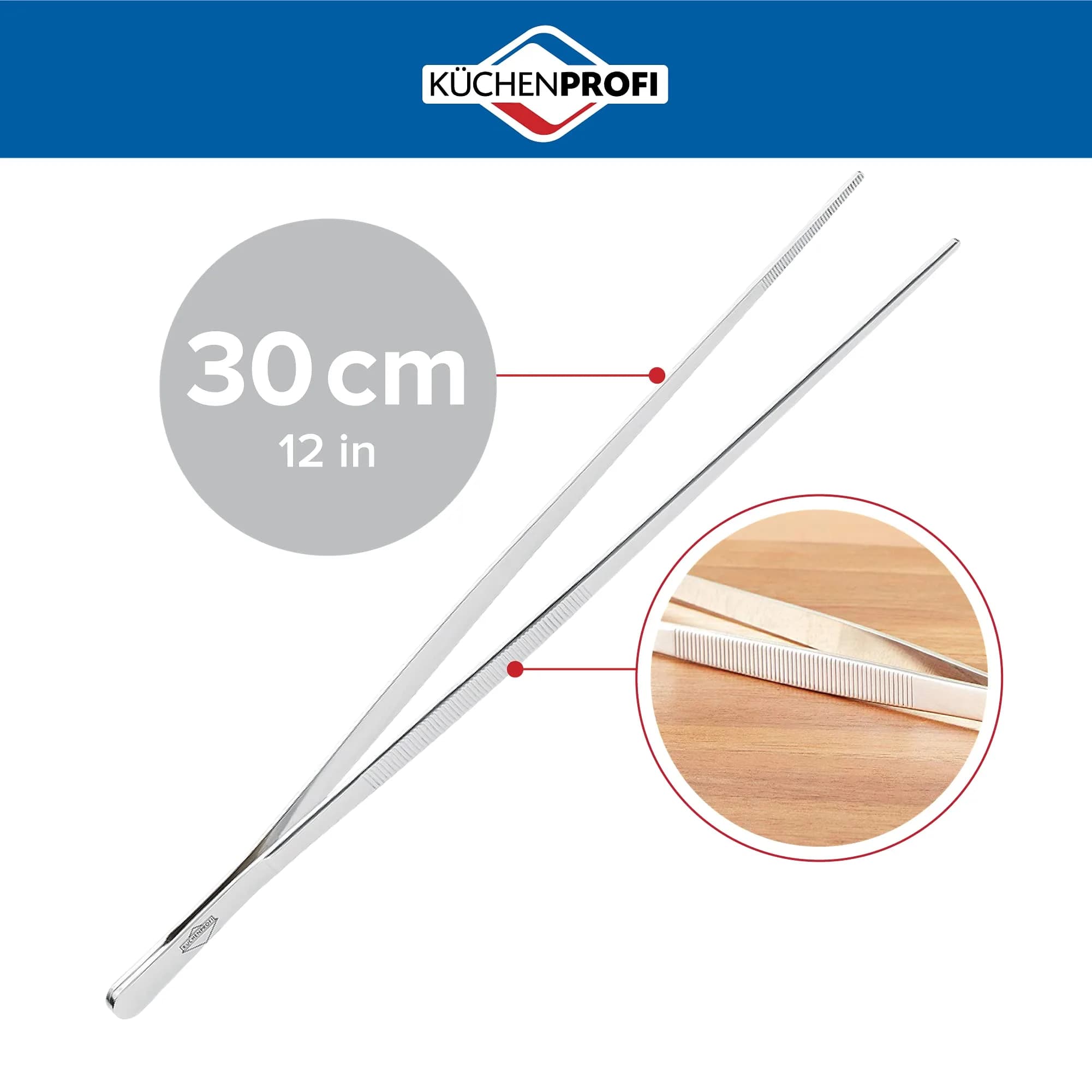 Küchenprofi 12-Inch Stainless Steel Tweezer Tongs | Professional Kitchen Utensil thumbnail 2