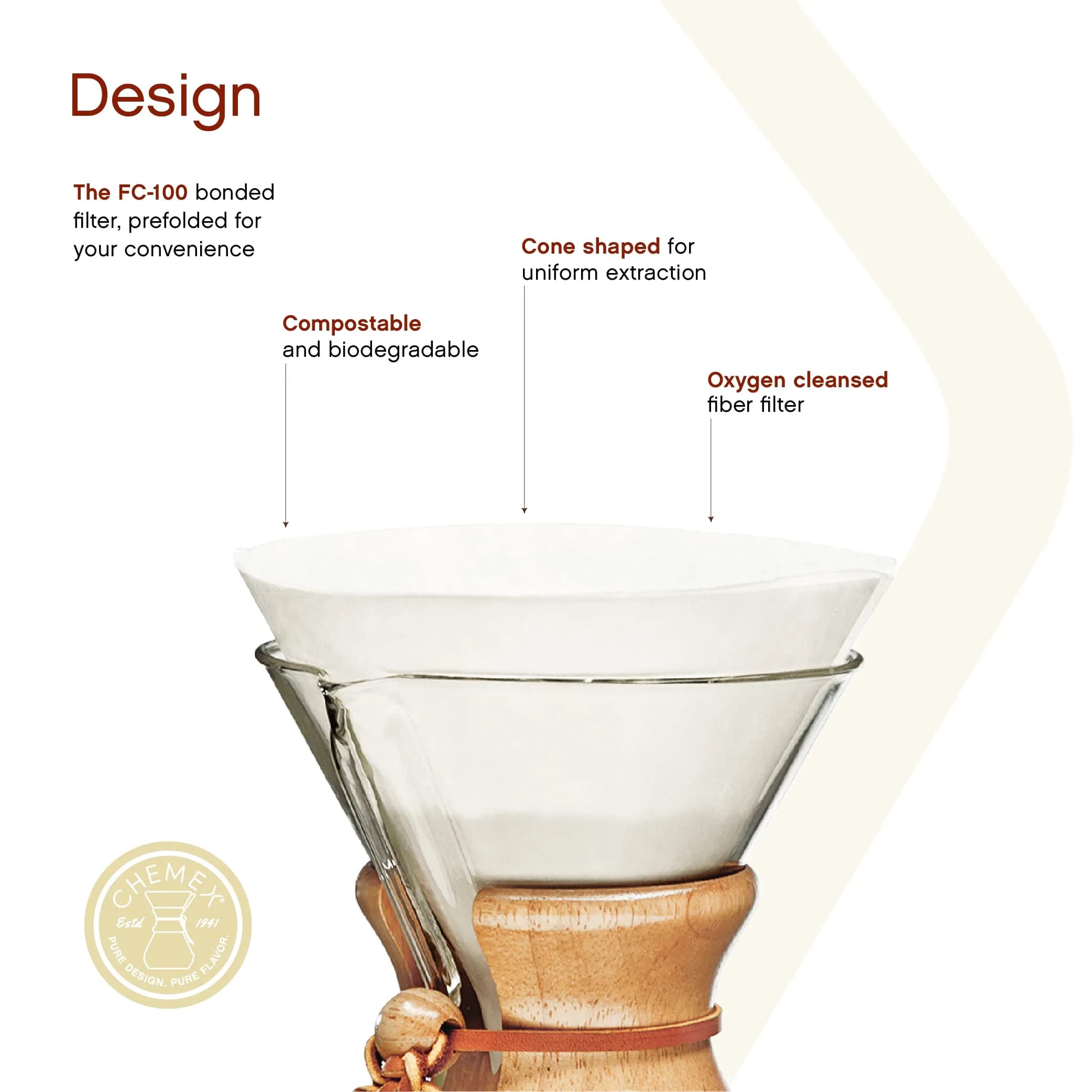 Chemex Bonded Circle Coffee Filters 100 Count | Thicker Paper for Pure Coffee Flavor - view 3