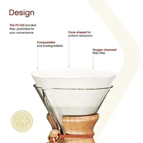 Chemex Bonded Circle Coffee Filters 100 Count | Thicker Paper for Pure Coffee Flavor thumbnail 3