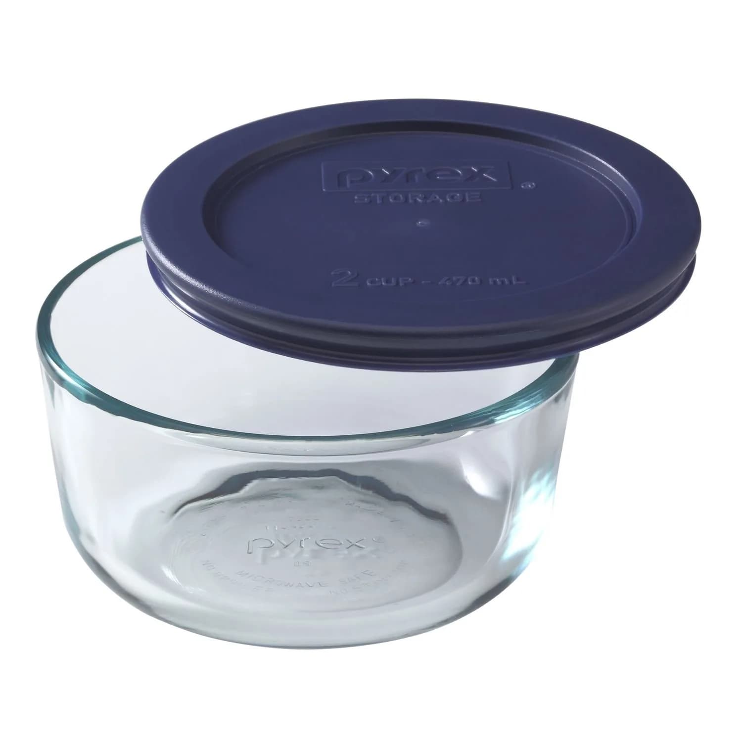 Pyrex Simply Store 2-Cup Round Glass Food Storage Dish with Lid | Microwave Safe, BPA-Free, 0.65L (2 Fl Oz) — 2-Cup