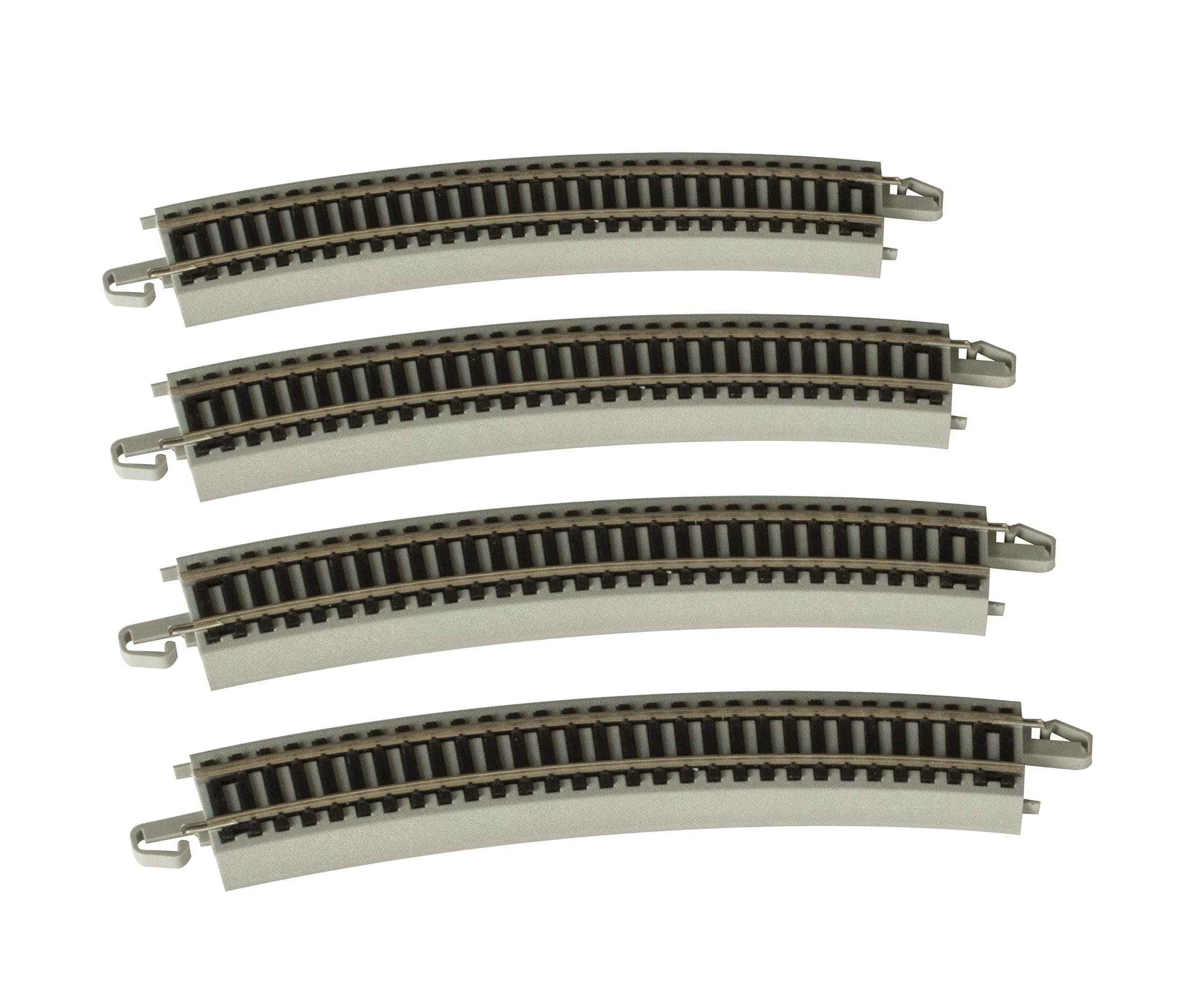 Bachmann Trains 22" Radius Curved Track 4PK NS Rail with Roadbed HO Scale | Snap-Fit E-Z Track System - main product image