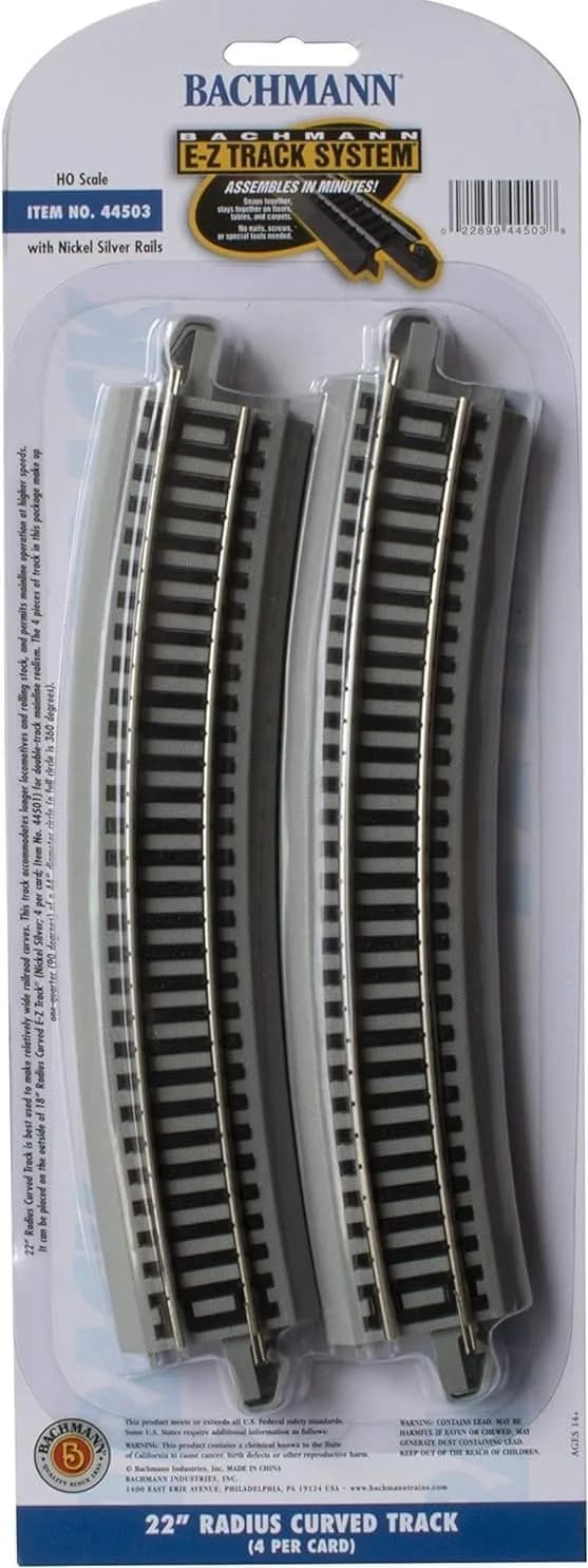 Bachmann Trains 22" Radius Curved Track 4PK NS Rail with Roadbed HO Scale | Snap-Fit E-Z Track System - view 5