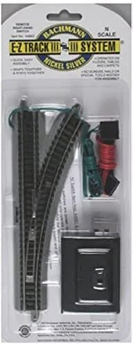 Bachmann Trains E-Z Track Remote Turnout - Right N Scale | Nickel Silver Rail with Grey Roadbed (1-Pack) thumbnail 1