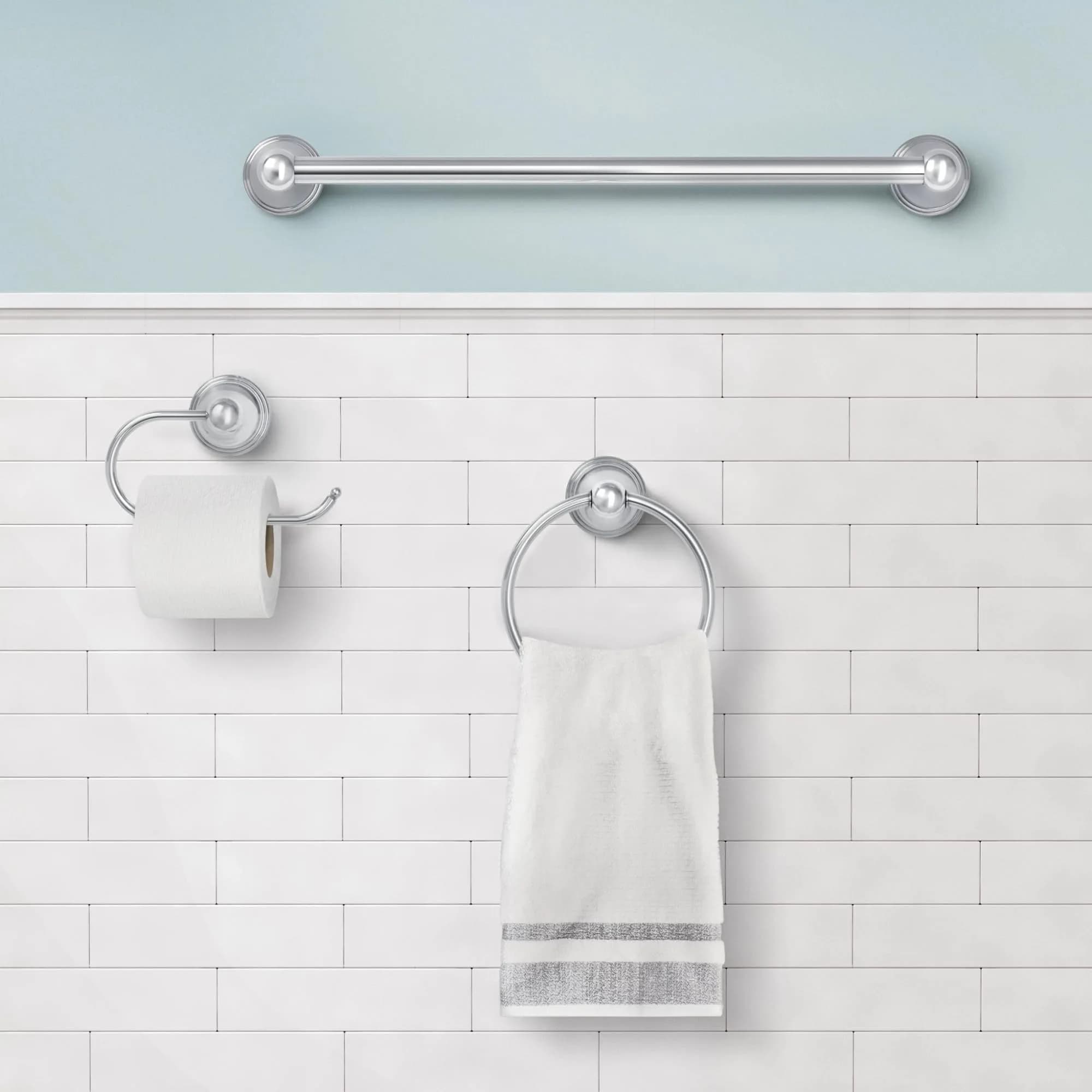 Moen Preston Polished Chrome Hand-Towel Ring | 17.8 cm (7 Inch) Wall Mounted Holder - view 2