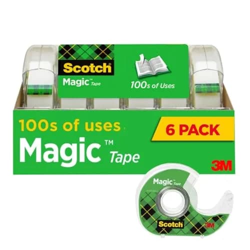 Scotch Magic Tape 6 Rolls with Dispensers | Invisible & Permanent Paper Mending thumbnail 1