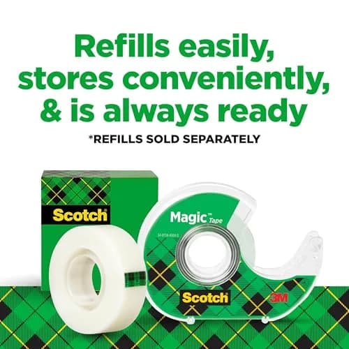 Scotch Magic Tape 6 Rolls with Dispensers | Invisible & Permanent Paper Mending thumbnail 7