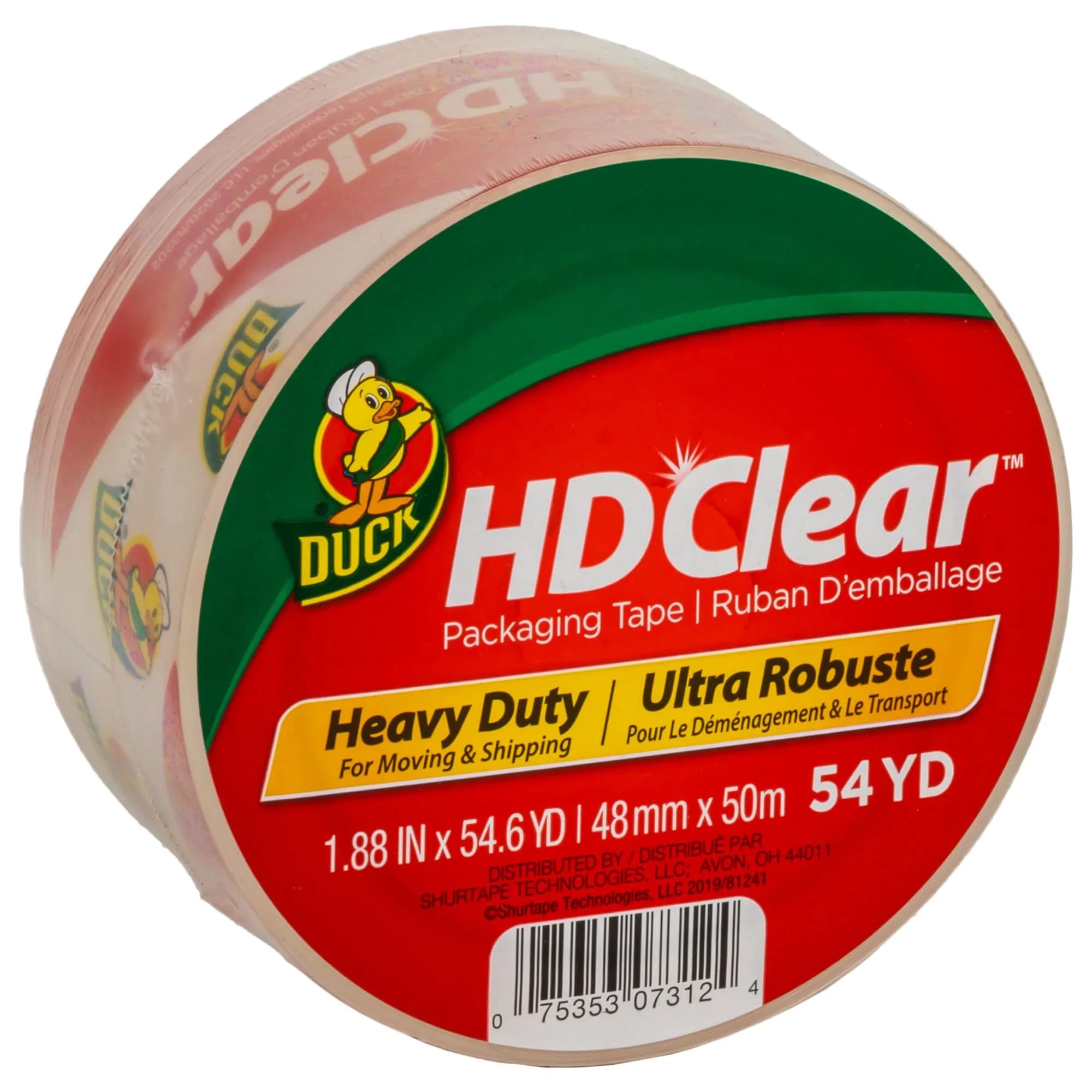 Duck HD Clear Packing Tape Refills - 6 Rolls, 1.88 in. x 54.6 Yards Each | Heavy Duty Shipping & Moving Tape — 1 Roll