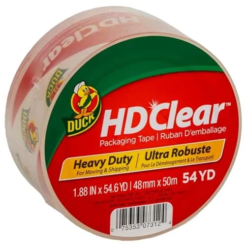 Duck HD Clear Packing Tape Roll | 1.88 In. x 54.6 Yds (164m) Heavy Duty Shipping Tape thumbnail 1