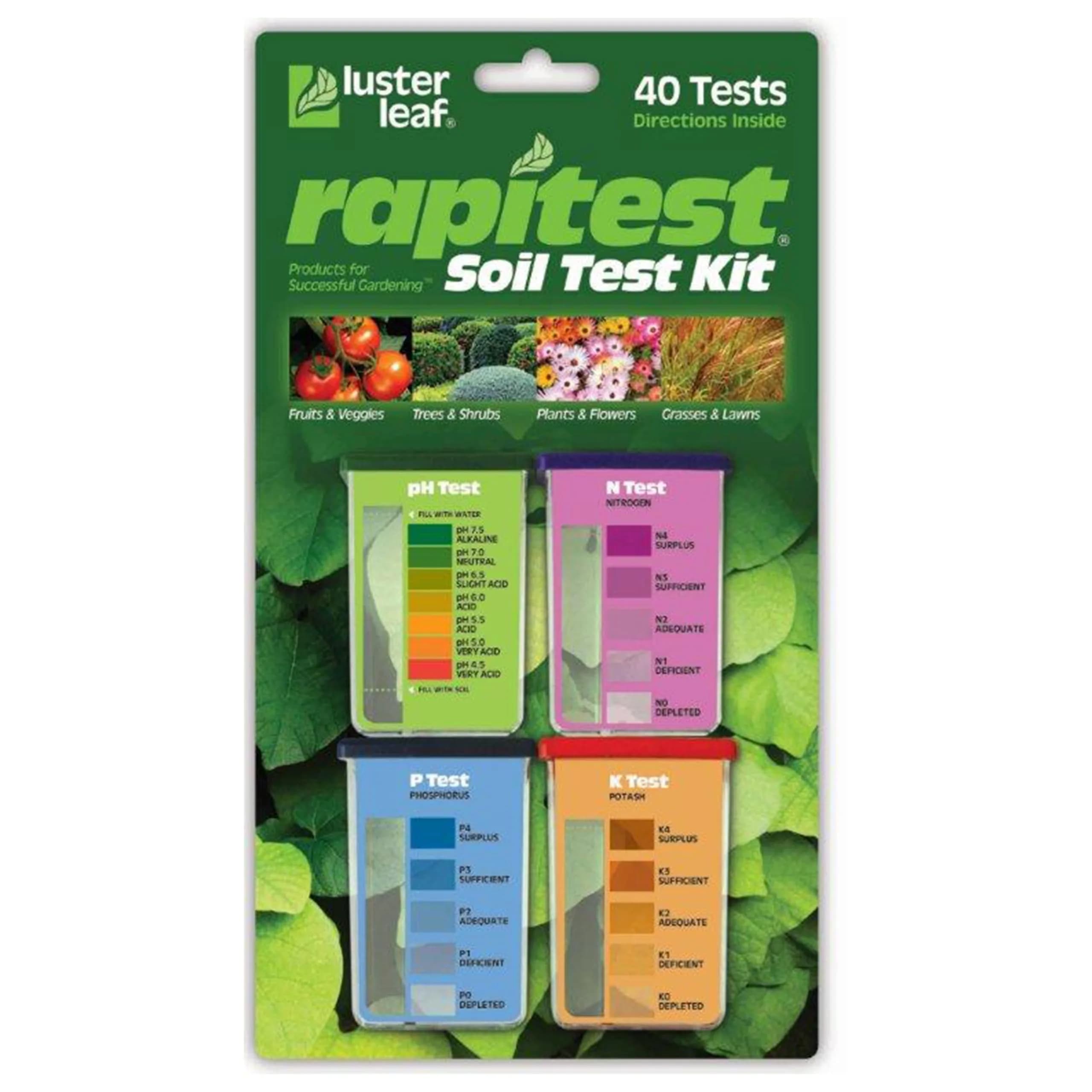 Luster Leaf Rapitest Soil Test Kit 40 Tests | Measures Soil pH, Nitrogen, Phosphorus, Potash - main product image
