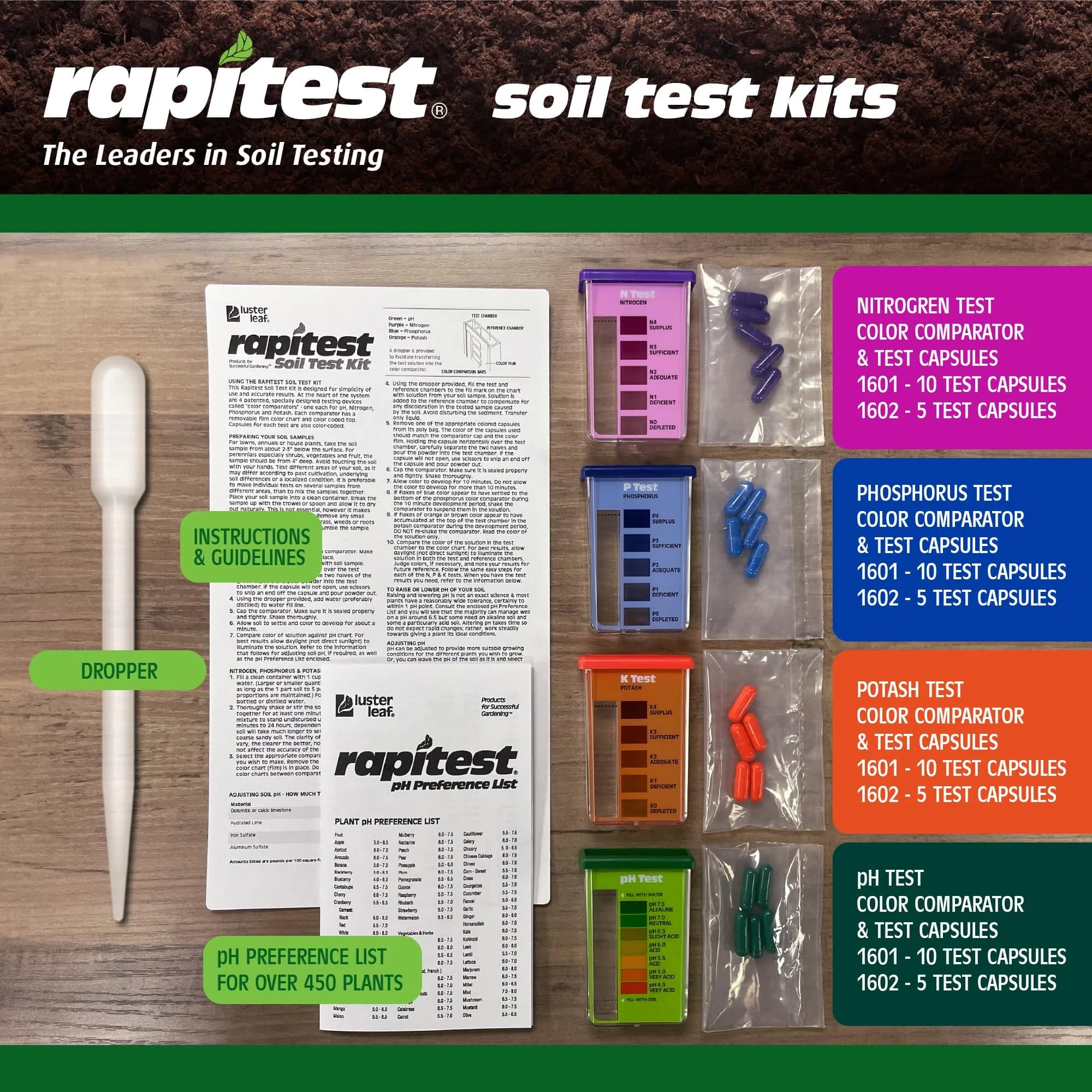 Luster Leaf Rapitest Soil Test Kit 40 Tests | Measures Soil pH, Nitrogen, Phosphorus, Potash - view 7