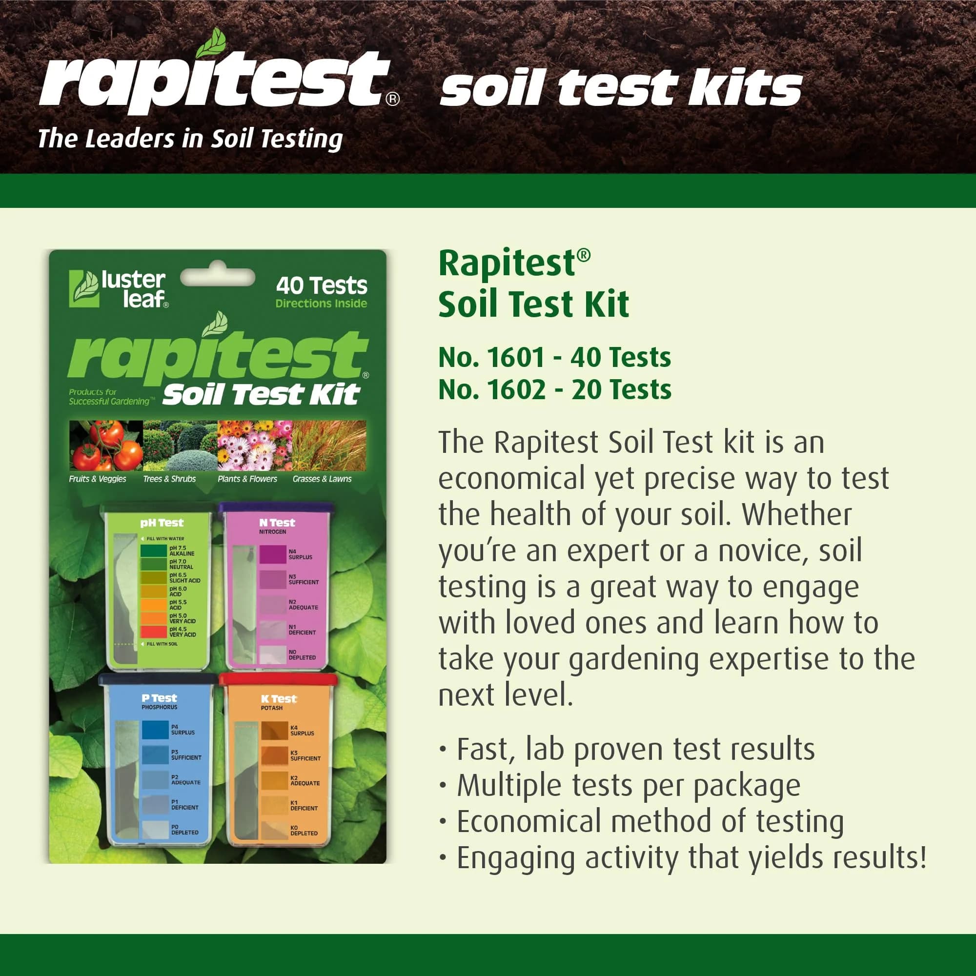 Luster Leaf Rapitest Soil Test Kit 40 Tests | Measures Soil pH, Nitrogen, Phosphorus, Potash - view 9
