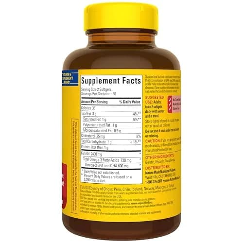 Nature Made Fish Oil Omega 3 Supplements 1200mg Softgels 100 Count | Heart Health Support thumbnail 7