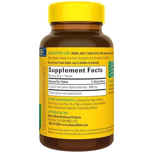 Nature Made L-Lysine 1000 mg Tablets 60 Count | Essential Amino Acid for Protein Synthesis thumbnail 7