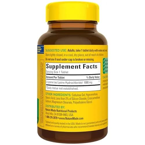 Nature Made L-Lysine 1000 mg Tablets 60 Count | Essential Amino Acid for Protein Synthesis thumbnail 8