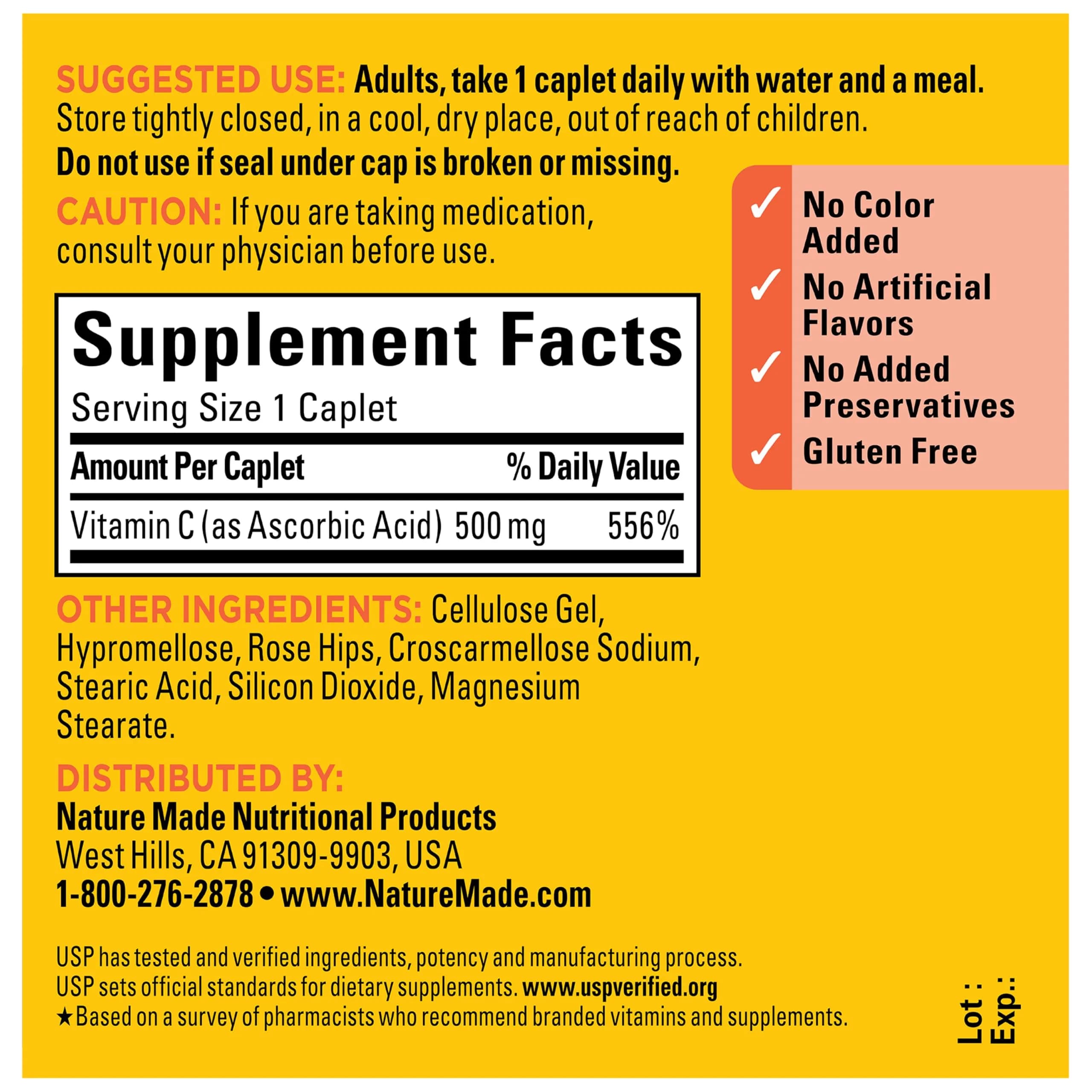 Nature Made Vitamin C 500 mg with Rose Hips Caplets 130 Count | Immune Support & Antioxidant Power - view 7