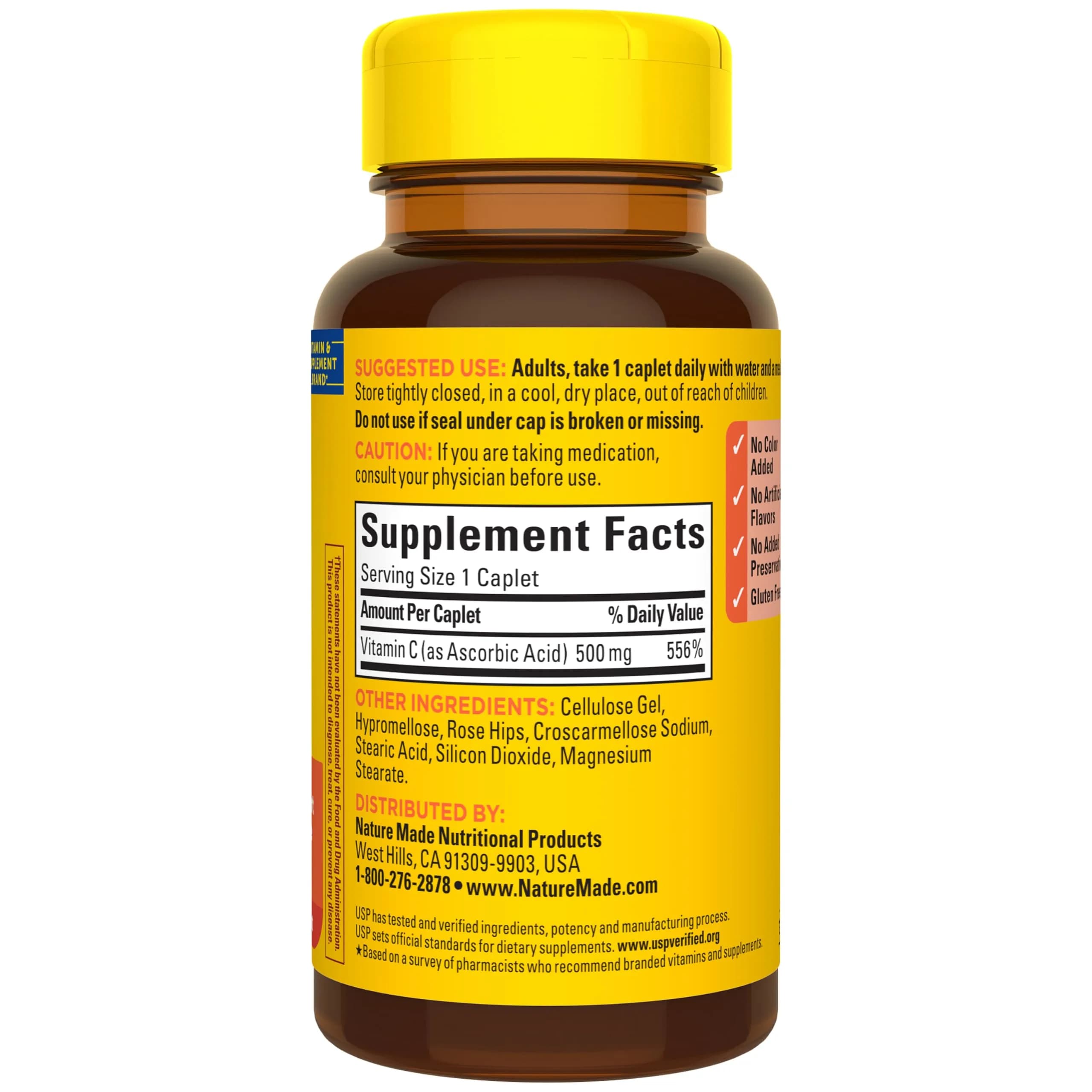 Nature Made Vitamin C 500 mg with Rose Hips Caplets 130 Count | Immune Support & Antioxidant Power - view 8
