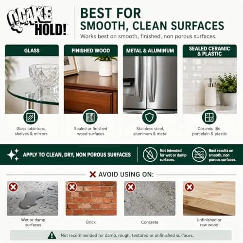 Quakehold! Clear Gel for Glass & Crystal 4oz | Reusable, Discreet Earthquake Protection thumbnail 4