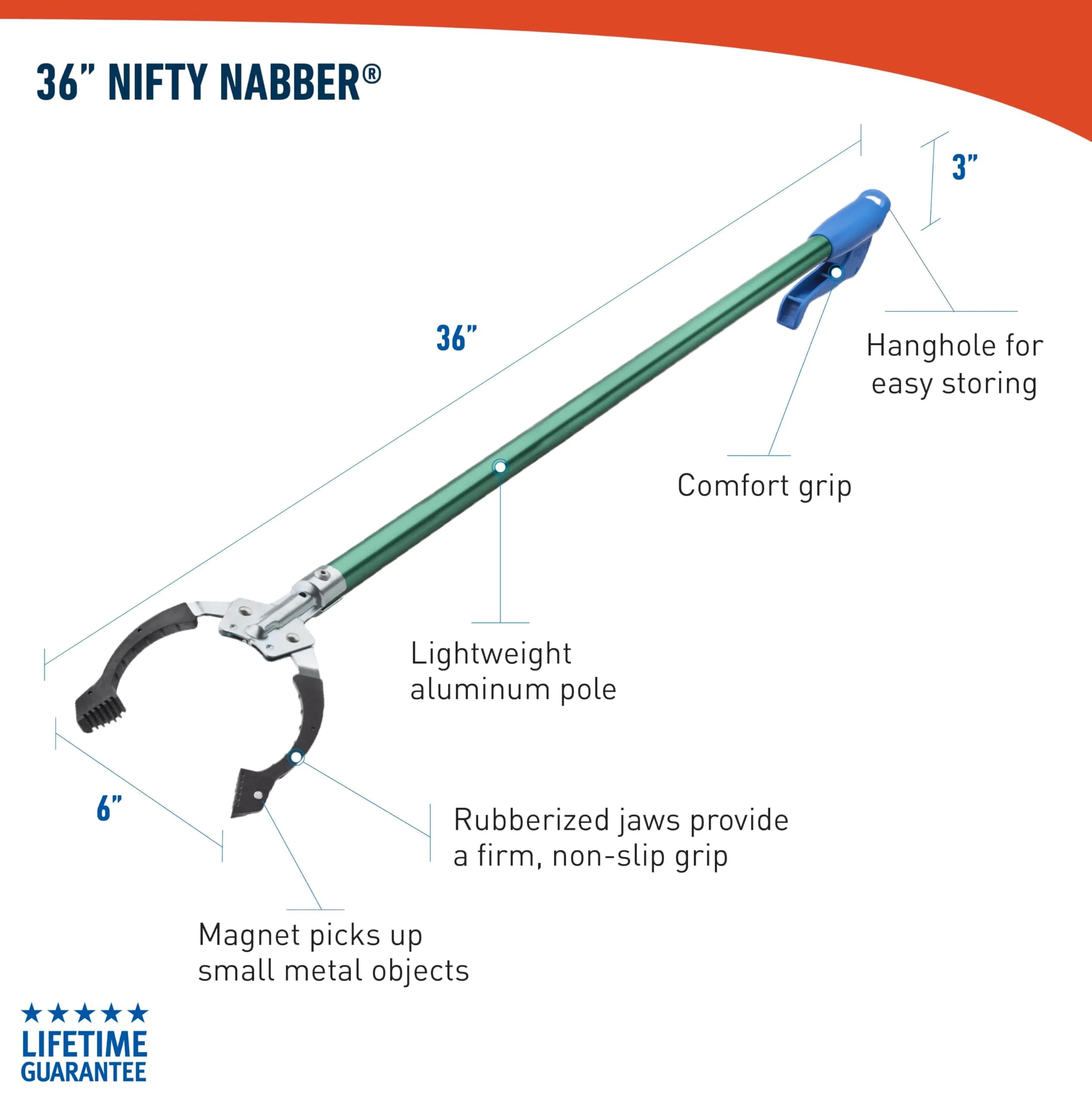 UNGER 36" Nifty Nabber Reacher with Built-in Magnet & Ergonomic Grip | Lightweight Aluminum Pole for High & Low Reach - view 9