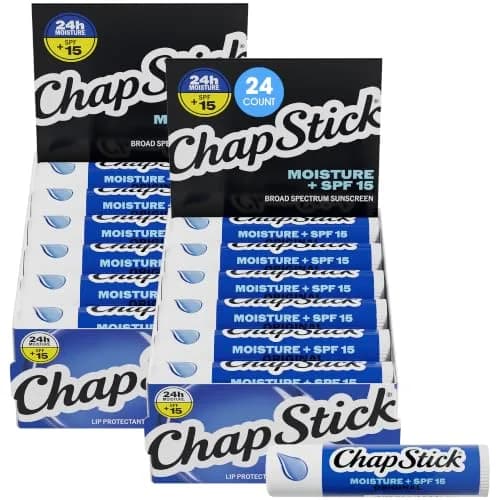 ChapStick Moisture + SPF 15 Bulk Lip Balm Sunscreen 24-Pack, 0.15 Oz Ea | Hydrates & Protects with Broad Spectrum SPF 15 thumbnail 1