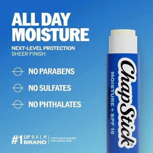 ChapStick Moisture + SPF 15 Bulk Lip Balm Sunscreen 24-Pack, 0.15 Oz Ea | Hydrates & Protects with Broad Spectrum SPF 15 thumbnail 7