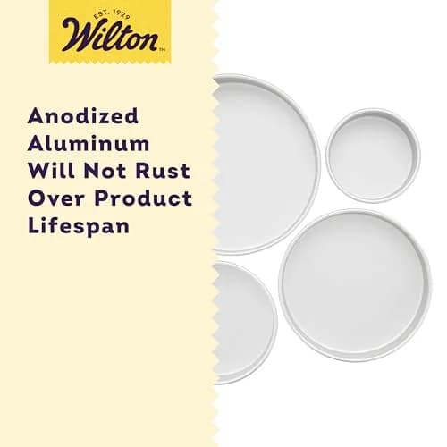 Wilton Aluminum Round Cake Pan Set, 4-Piece (8, 10, 12, 14 inch) | Even Heat Distribution for Multi-Tiered Cakes thumbnail 4