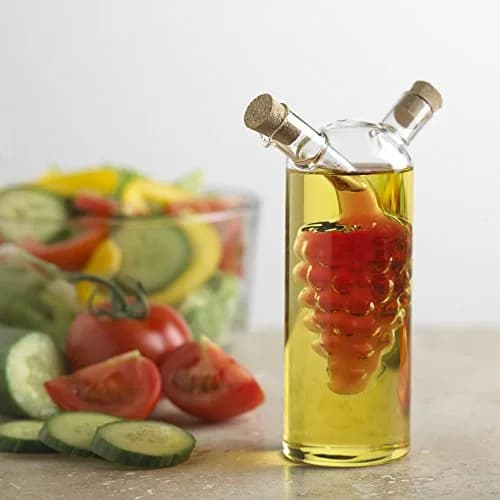Fox Run Grape Motif Oil and Vinegar Dispenser Bottle | Clear Borosilicate Glass, 8.5oz thumbnail 5