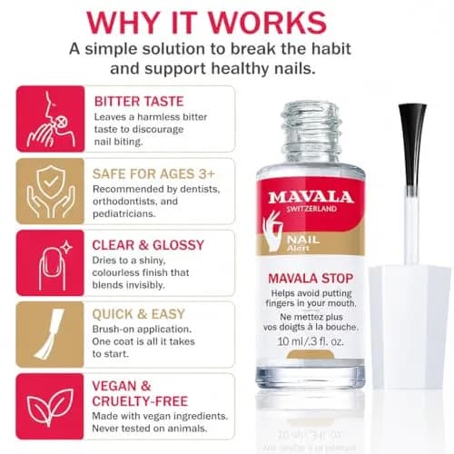 Mavala Stop Deterrent Nail Polish Treatment 10ml (0.3 Fl Oz) | Bitter Taste Stops Nail Biting thumbnail 5