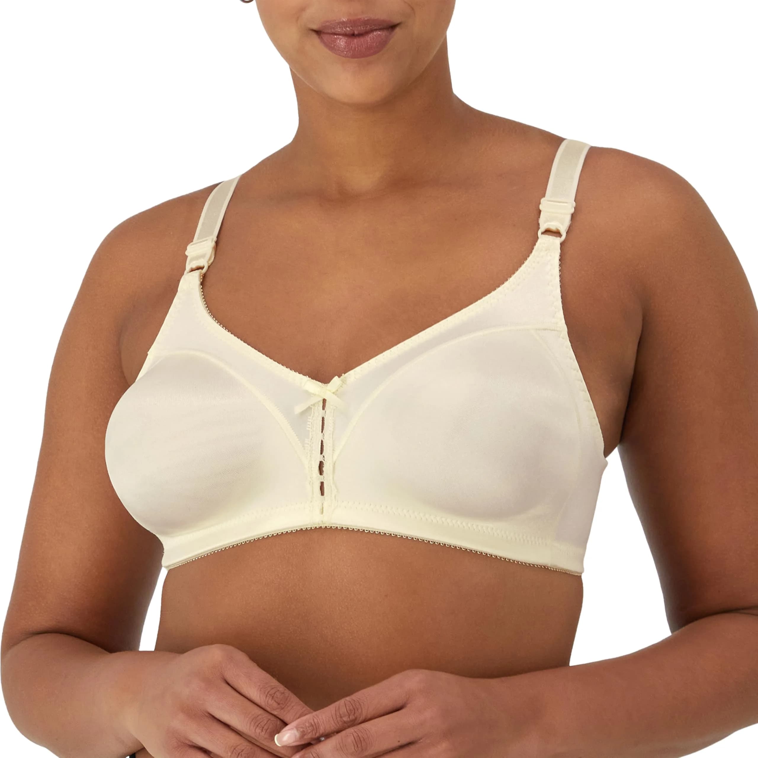 Bali Double Support Wireless Bra, Cream, 38D | Full Coverage, Moisture-Wicking Comfort