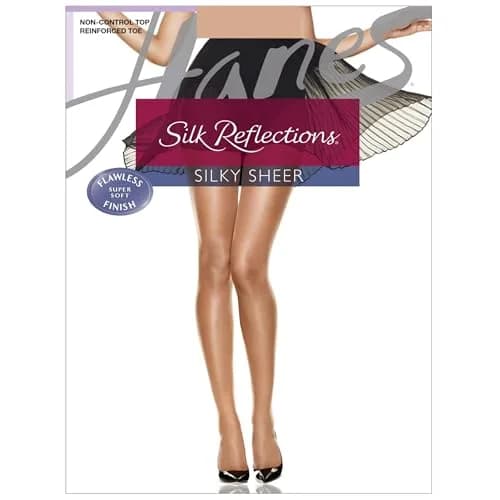 Hanes Silk Reflections Non Control Reinforced Toe Silky Sheer Pantyhose | Barely There, Size AB thumbnail 4